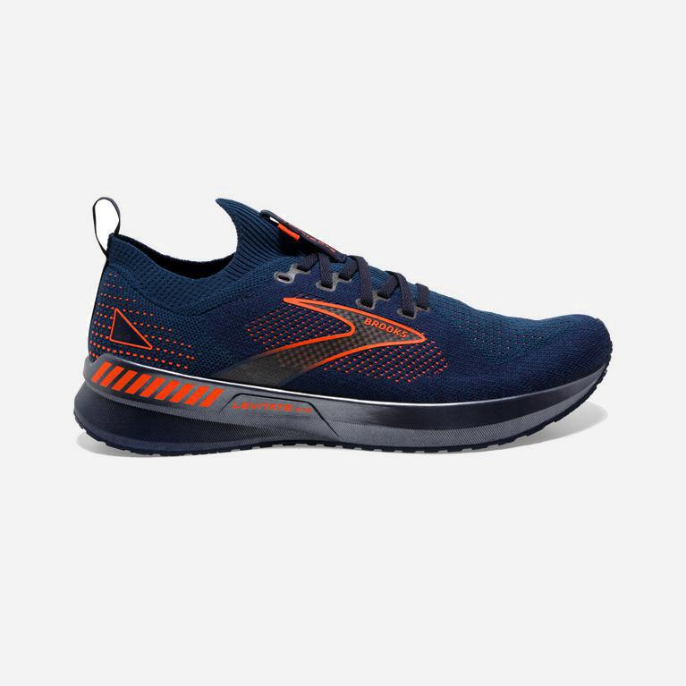 Brooks Levitate Stealthfit Gts 5 Men's Road Running Shoes UK Sale - Peacoat/Titan/Flame (VARDX2731)